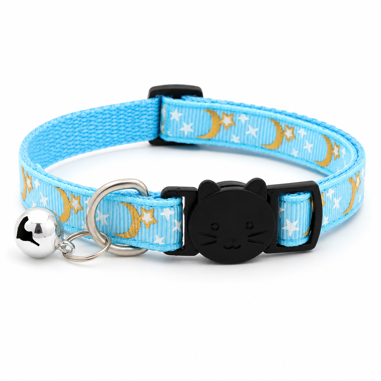 Collier pour Chat Réglable avec Clochette | Motif Lune et Étoiles 🌙