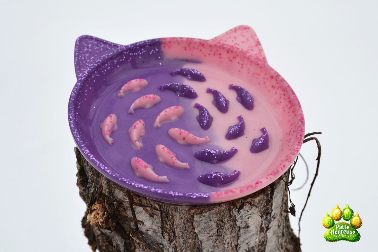 Gamelle Anti-Glouton Pour Chat – Bol Lent en Résine Époxy Alimentaire (Fait Main)
