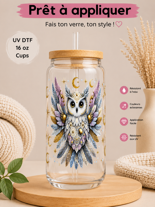 Hibou Mystique avec étoiles et lunes