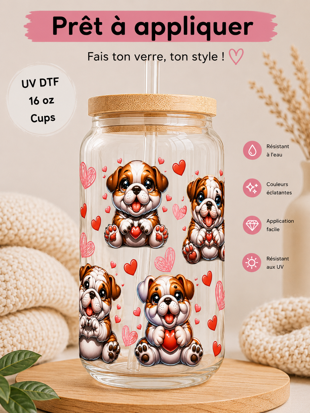 Quatre Gros Chien Bulldog Plein De Cœur