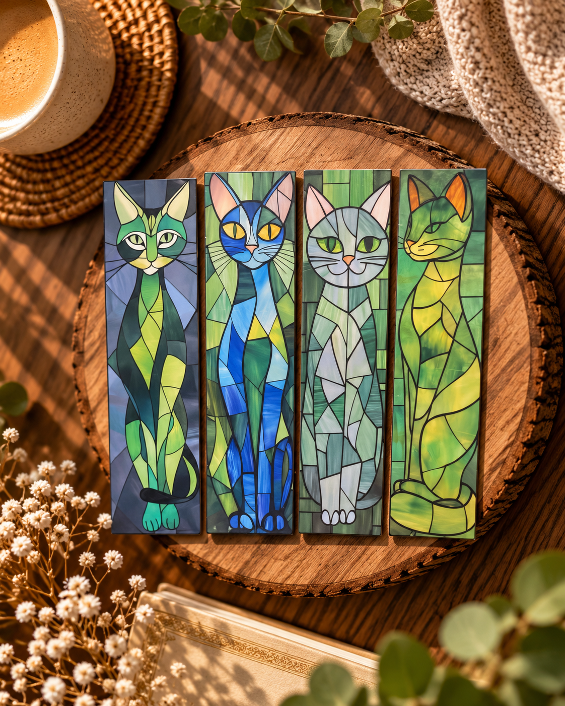 chat vert et bleu
