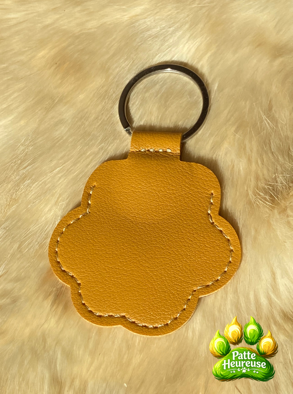 porte clé caramel patte cuir personnalisé