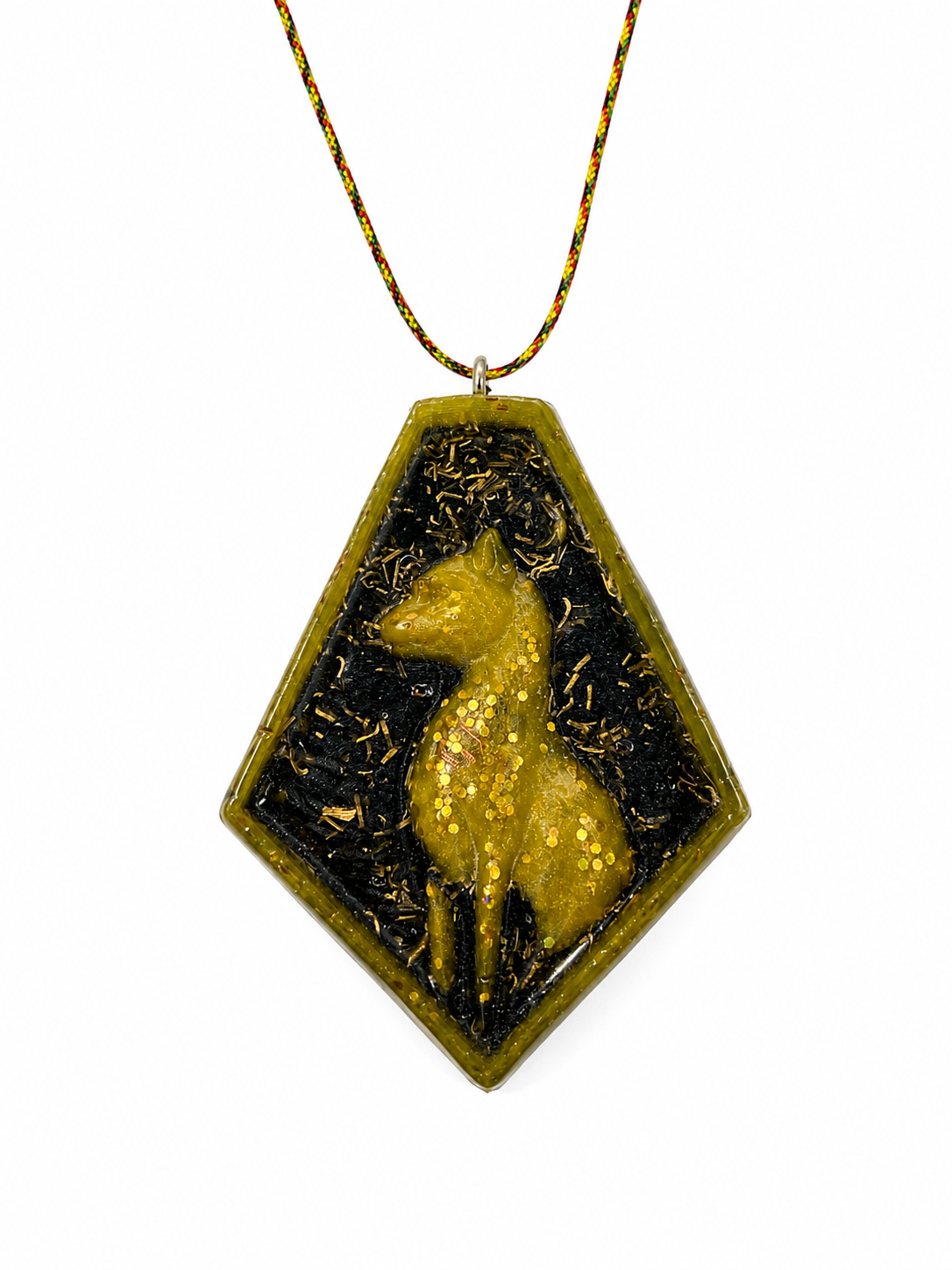Orgonite Obsidienne noir /tourmaline noir/ shungite avec chat jaune sur le dessu 