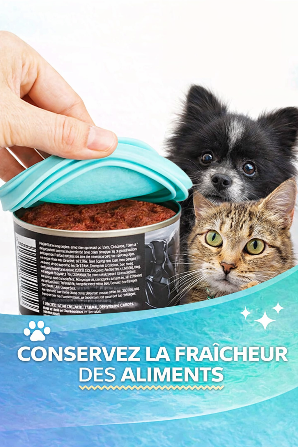 couvercle hermétique en silicone pour boîte de nourriture chien et chat