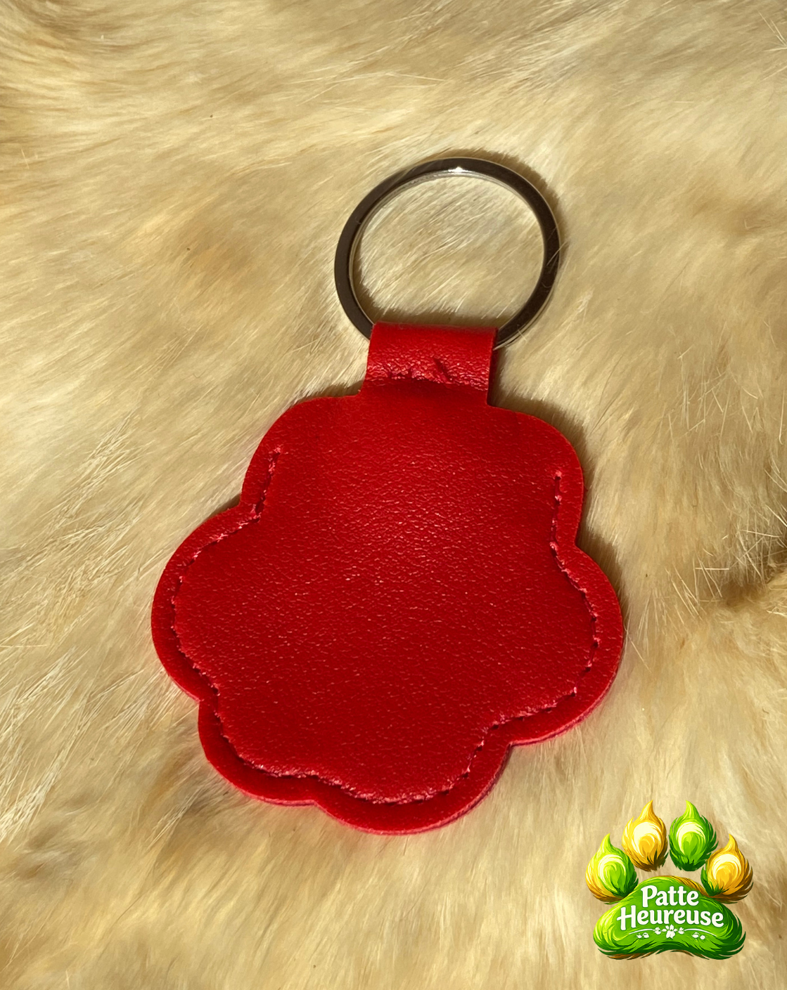 porte clé souvenir poils animal patte rouge cuir chien chat commémoratif