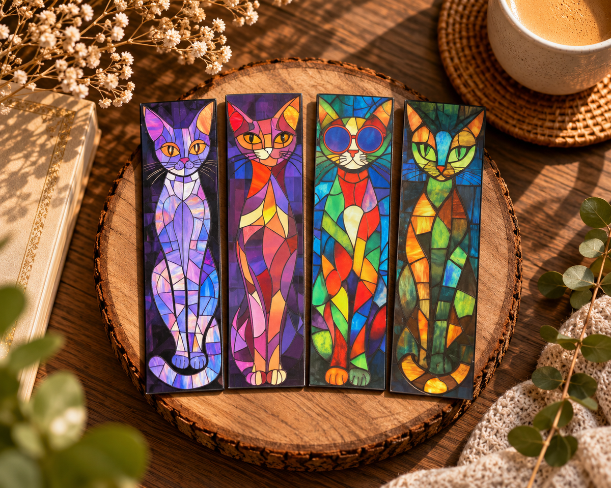 chat funky multicolore
