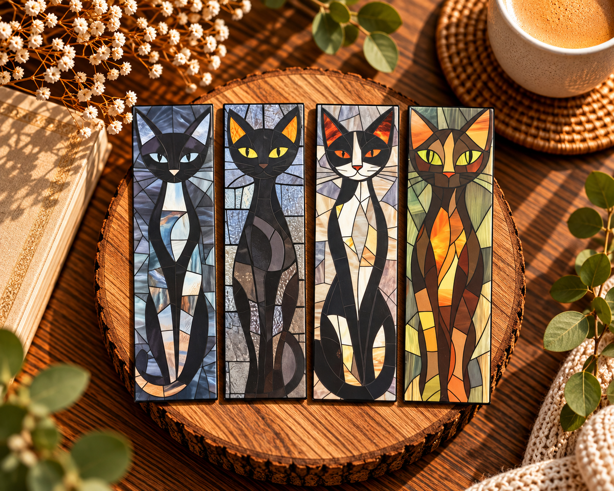 Ensemble de 4 marque-pages de chat