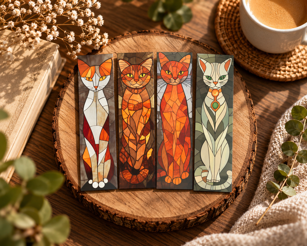 ensemble de signet de chat orange